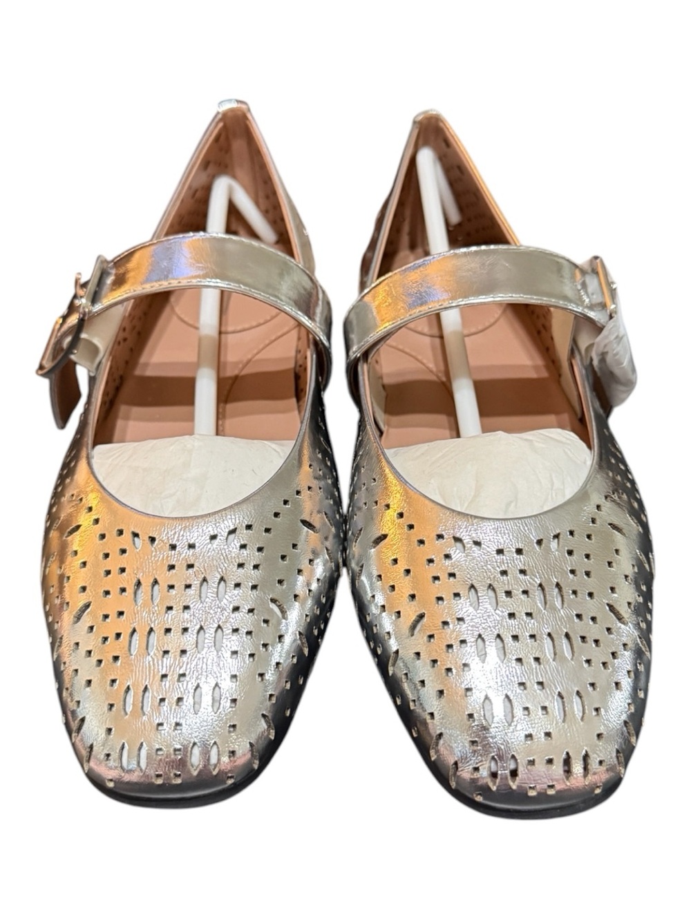 Linea Paolo Miller-L Silver Crackled Metallic Mary Jane Flats Size 6.5 NIB